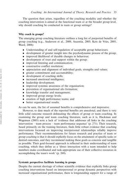 Coaching: An International Journal of Theory, Research and ...