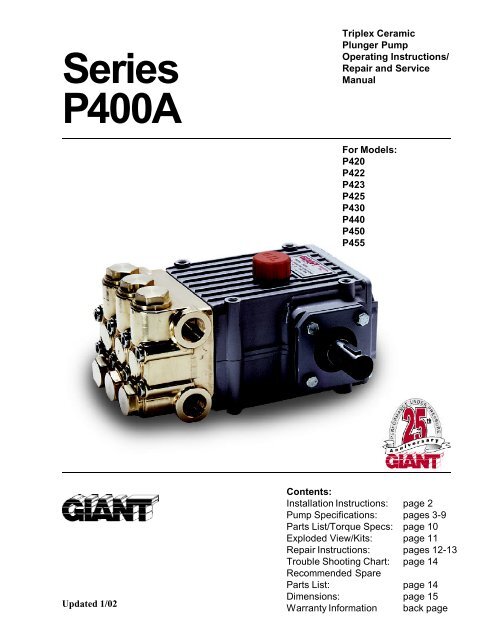 Pump Specifications - Aqua Blast