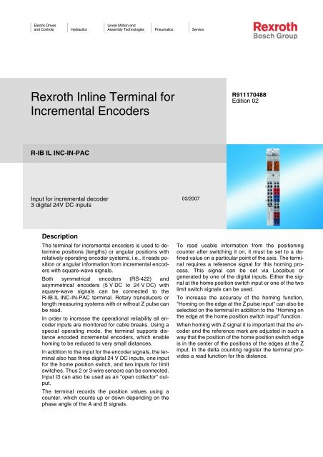 Datasheet DB EN R-IB IL INC-IN-PAC - Bosch Rexroth