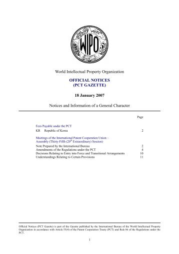 Official Notices (PCT Gazette) Collection - WIPO