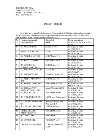 Lista contribuabili - Finoghen Vitali-Cristian , primar