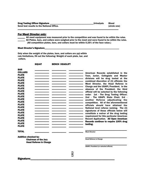 American record application form - USA Powerlifting