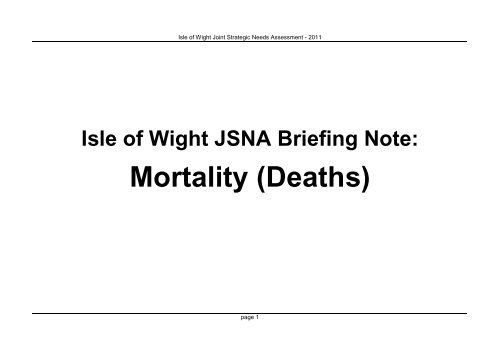 Mortality - Isle of Wight Council