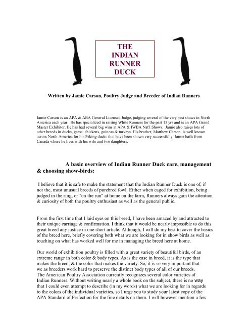 ABA Judging Manual for Bantam Ducks