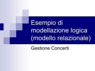 Esempio di modellazione logica (modello relazionale)