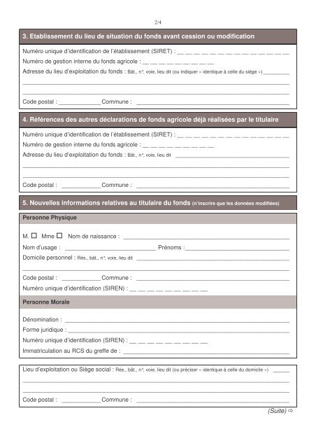 DEMANDE modification FA PP-PM - Chambre d'Agriculture