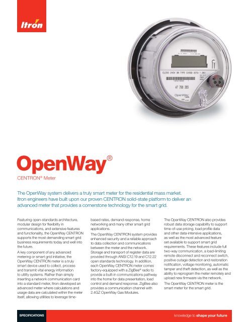 OpenWay CENTRON Meter - Itron