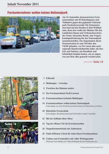 Inhalt November 2011 Seite 74 Forstunternehmer wollen keinen ...