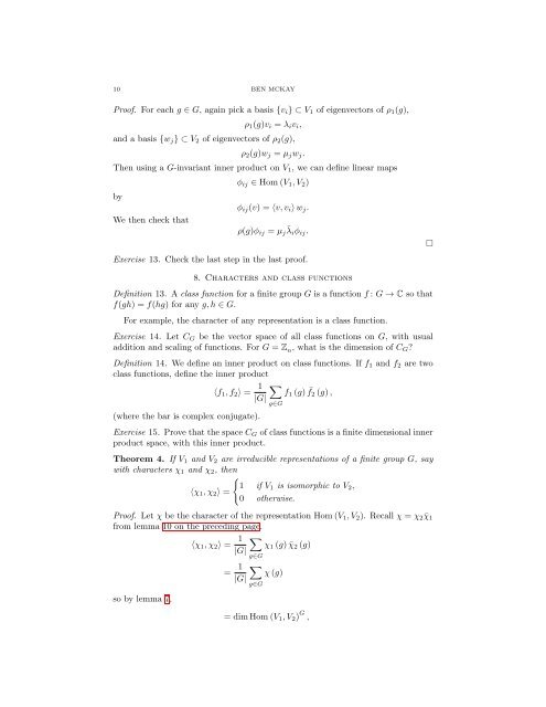 NOTES ON REPRESENTATIONS OF FINITE GROUPS Contents 1 ...