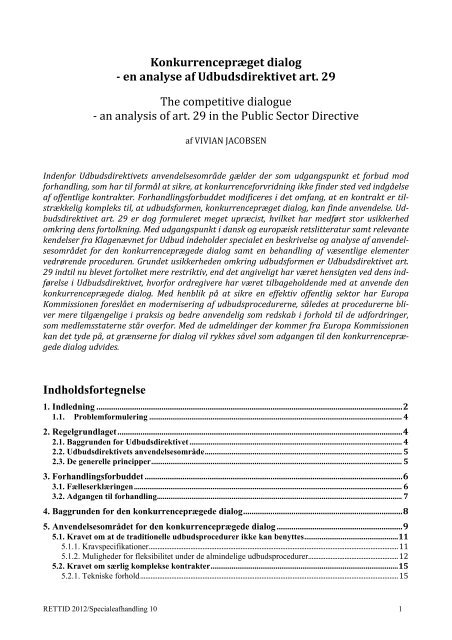 KonkurrenceprÃƒÂ¦get dialog - en analyse af Udbudsdirektivet art. 29 ...