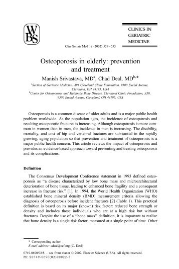 Osteoporosis in elderly: prevention and treatment - Prof. Alexandre ...