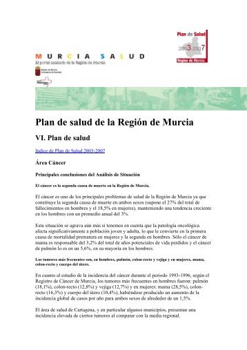 Plan Integral Contra el CÃ¡ncer de la RegiÃ³n de Murcia