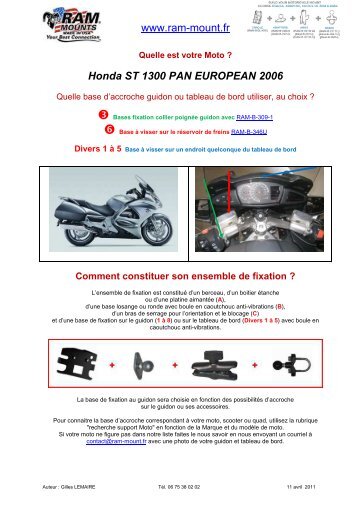 Honda PAN EUROPEAN ST1300 2006 fixations guidons - RAM Mount