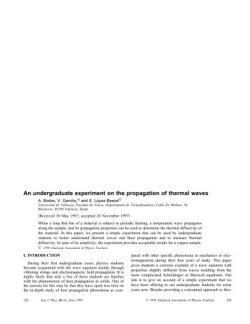 An undergraduate experiment on the propagation of thermal waves
