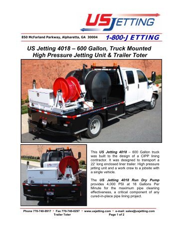 4018-600 Open Truck Trailer Toter - US Jetting