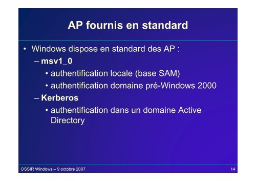 Secrets d'authentification sous Windows - OSSIR