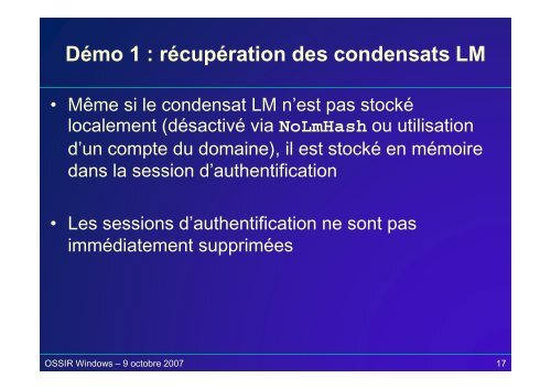 Secrets d'authentification sous Windows - OSSIR