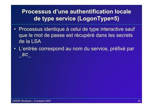 Secrets d'authentification sous Windows - OSSIR