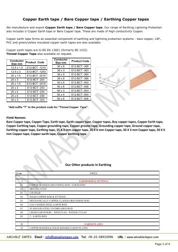 1) Copper Earth tape / Copper Tape - Amiable Impex