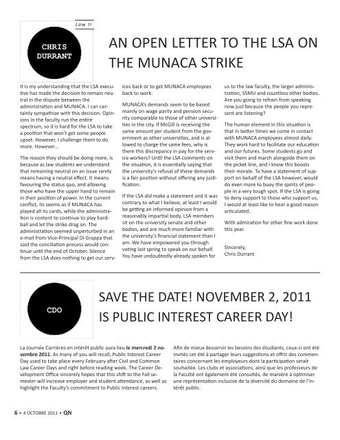 October 4, 2011 - Latest Issue - McGill University