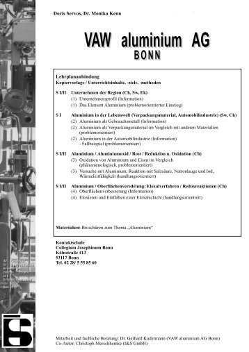 VAW Aluminium AG Bonn - Portal Schule Wirtschaft