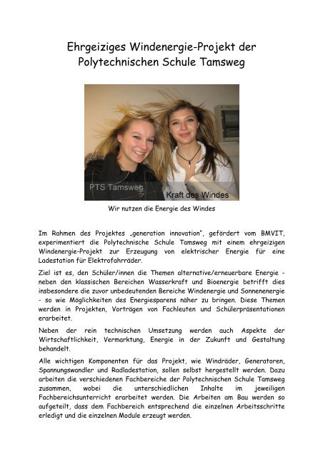 Ehrgeiziges Windenergie-Projekt der Polytechnischen Schule ...