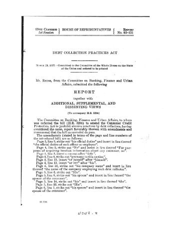 1977 House Report on FDCPA Adoption - Philip D. Stern ...