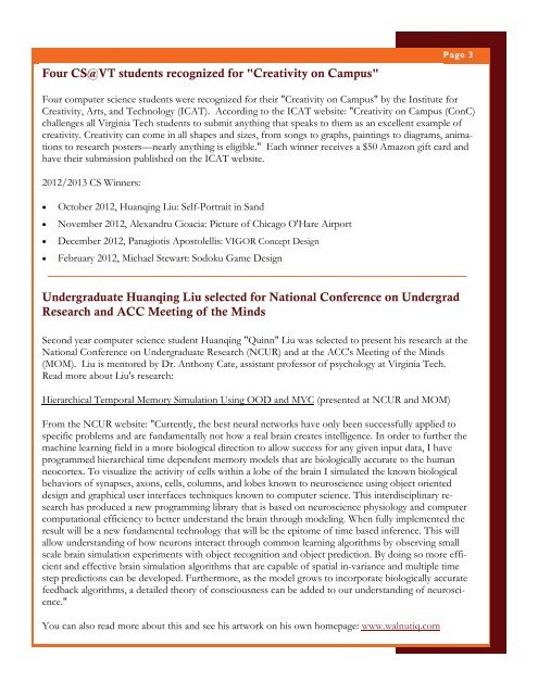 Winter 2013 newsletter - Computer Science - Virginia Tech