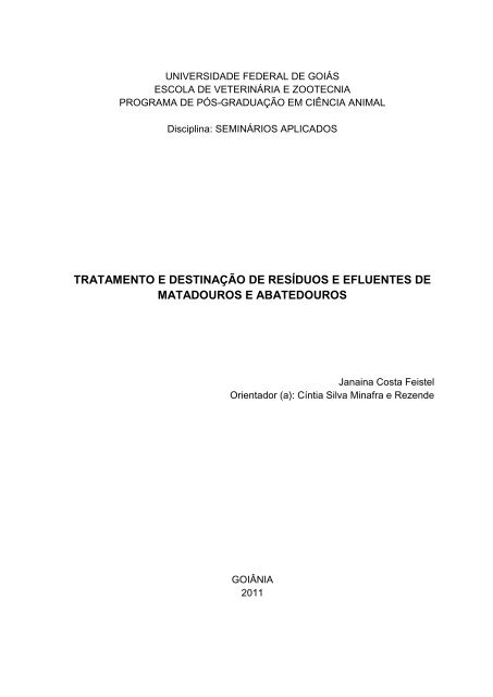 TRATAMENTO E DESTINAÃÃO DE RESÃDUOS E ... - UFG