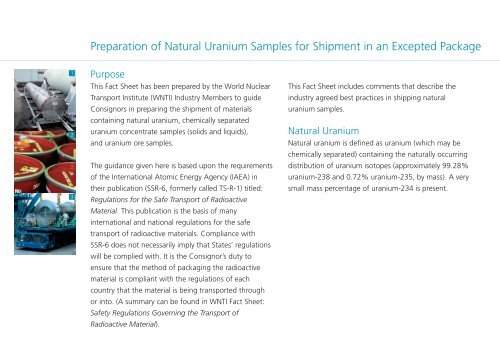 Preparation of Natural Uranium Samples for Shipment in an ...