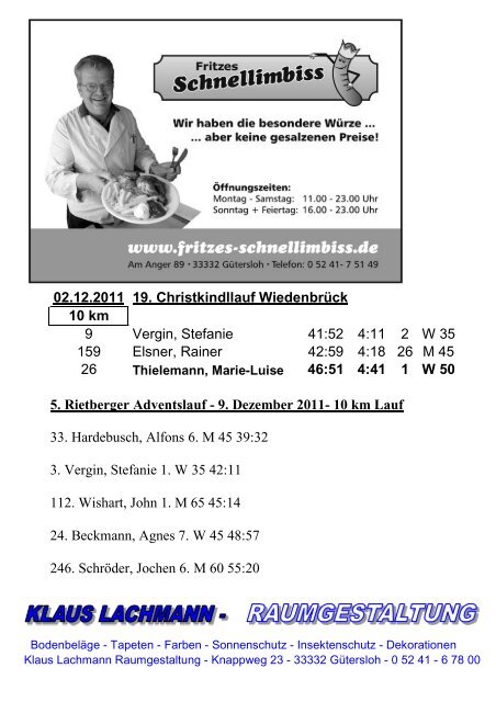 „Schnellläufer“ Dezember 2011 Postsportverein ... - Post SV Gütersloh