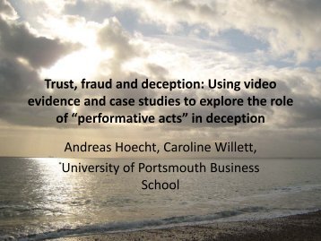 Trust, fraud and deception - University of Portsmouth