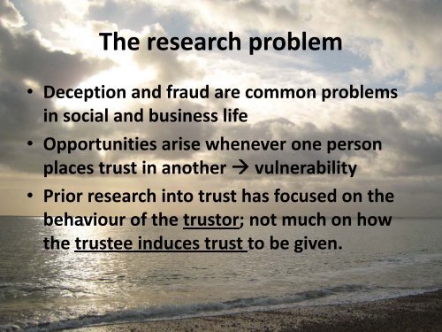 Trust, fraud and deception - University of Portsmouth