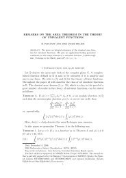 REMARKS ON THE AREA THEOREM IN THE THEORY OF ...