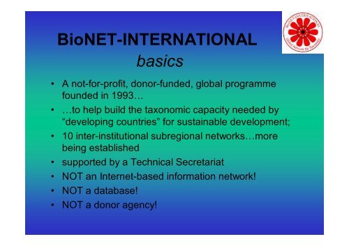 BioNET-INTERNATIONAL: the Global Network for Taxonomy A sub ...