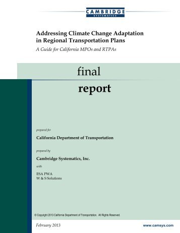 addressing climate change adaptation in regional transportation plans