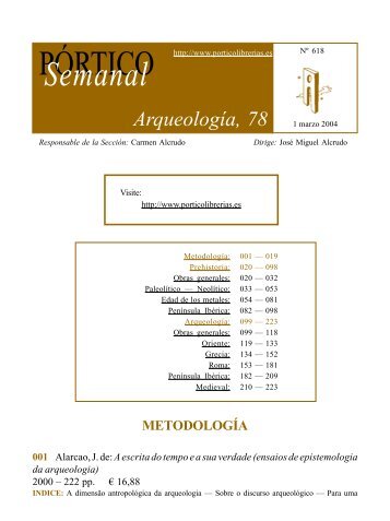 Portico Semanal 618 - Arqueologia 78 - PÃ³rtico librerÃ­as