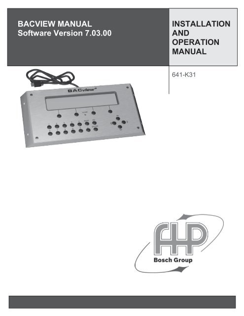 Backview IOM Software Version 7.03.00