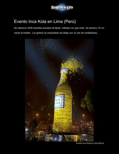 Evento Inca Kola en Lima (PerÃº) - Balloon City Uruguay