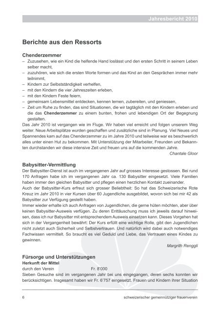 Jahresbericht 20010 in PDF-Format - Schweizerischer ...
