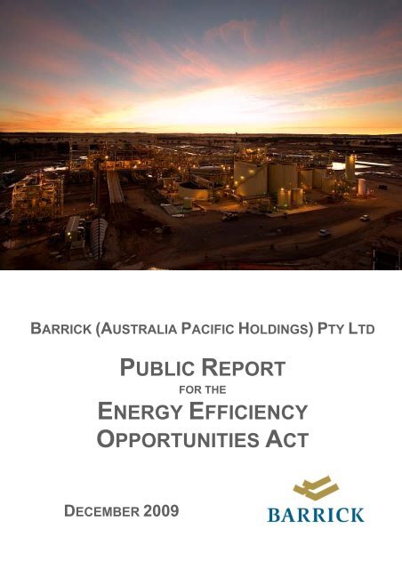 (Australia Pacific Holdings) Pty Ltd - Barrick Gold Corporation