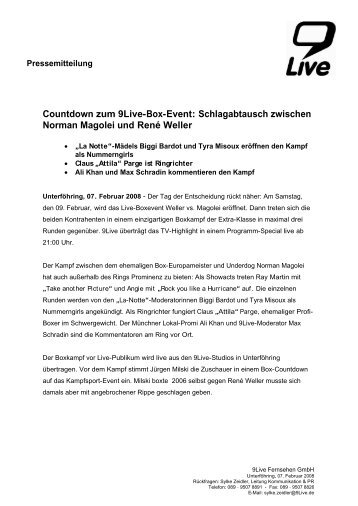 Countdown zum 9Live-Box-Event: Schlagabtausch ... - presse.sat1.de