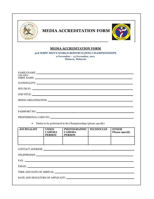 6. Media Accreditation Form - ABBF