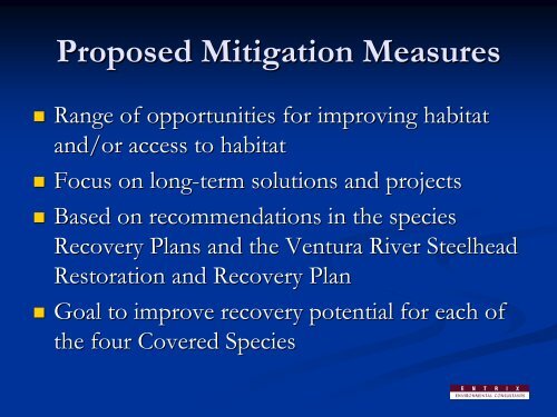 Ventura River Multi-Species HCP - County of Ventura