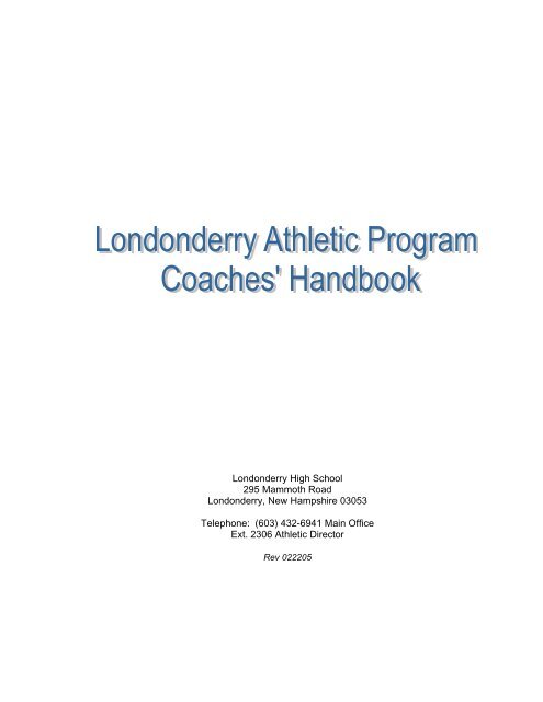 LHS Coaches Handbook - Londonderry School District