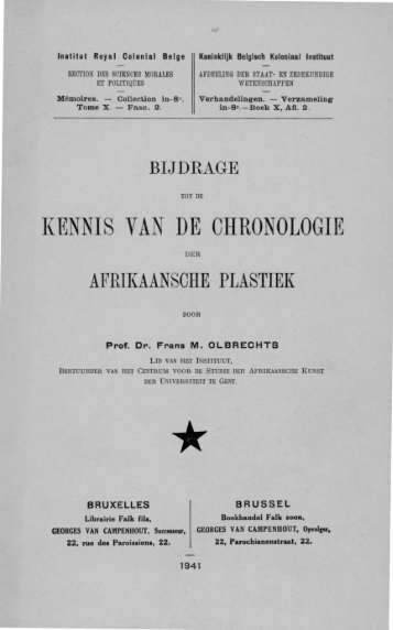 OLBRECHTS,F.M.. Bijdrage tot de kennis van de Chronologie der ...