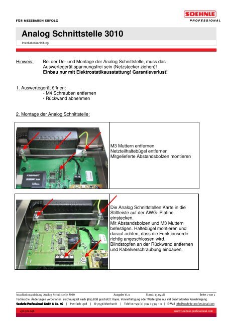 Soehnle Dokument 3010 Analogausgang - Wum-profishop.de