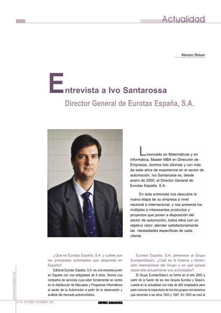 Entrevista a Ivo Santarossa - Centro Zaragoza