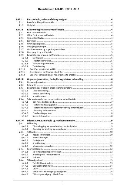 Hovedavtalen LO-HSH 2010 -2013 1 - Fellesforbundet