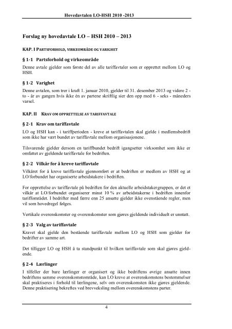 Hovedavtalen LO-HSH 2010 -2013 1 - Fellesforbundet